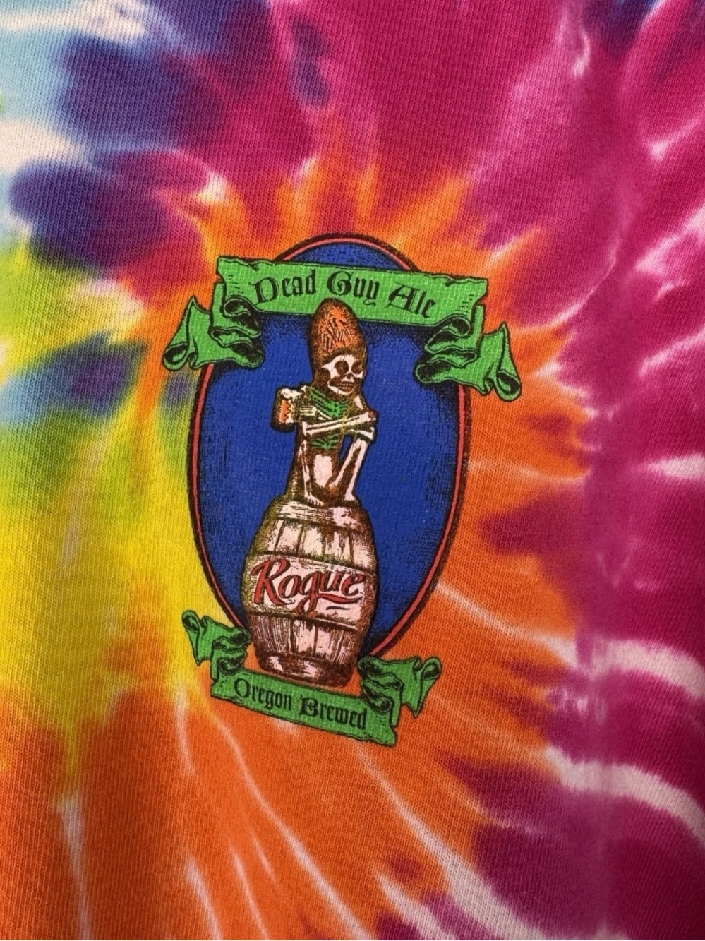 Rare VTG Rogue Dead Guy Ale Tie Dye Shirt XL Oregon Beer Grateful Dead Aesthetic - Picture 4 of 7
